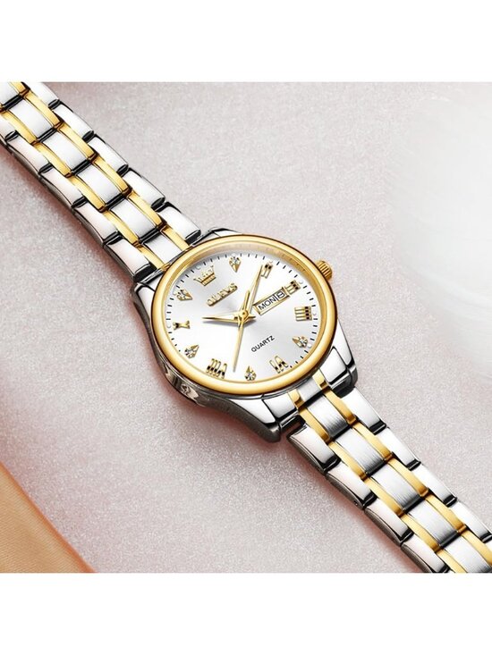 Women\'s White Stainless Steel Fashion Quartz Analog Waterproof Dress Wrist Watch main image 3